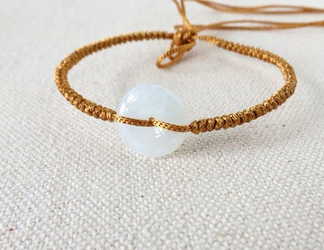 本命年【歲歲平安】平安扣翡翠絲光編織手鍊*SS39*招財、保平安