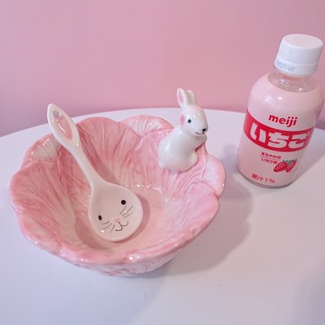 少女心可愛趴趴小兔子陶瓷飯碗水果沙拉麥片早餐碗創意餐具白菜碗