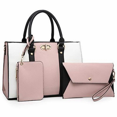 Dasein レディース ファッション ツートーン ハンドバッグ トップハンドル サッチェル ショルダーバッグ お揃いのリストレットパースセット US 並行輸入品