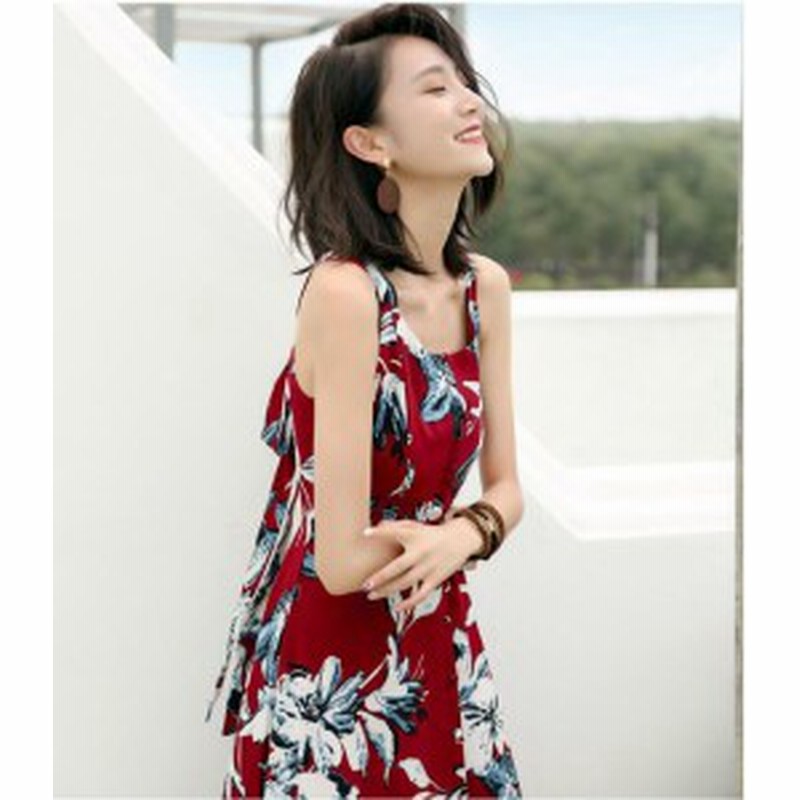 バックリボン 背中開き 背中開き 花柄 マキシ丈キャミワンピース ロングワンピース リゾートワンピース リゾートドレス レディース 韓国 通販 Lineポイント最大1 0 Get Lineショッピング