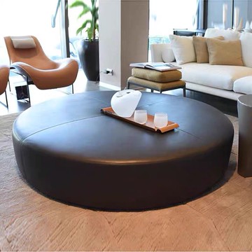 台灣公司貨 免運 真皮換鞋凳美式圓黑服裝店客廳家用沙發凳圓形店網紅圓凳皮墩定制 快速發貨