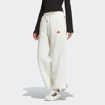 ADIDAS 愛迪達 阿迪達斯 寬鬆 直筒 高腰 女運動長褲-白色 CW WIDE KN PNT-JZ1644