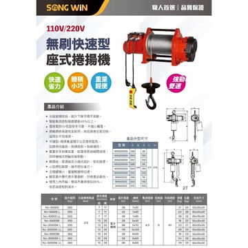 WIN五金 松盈牌 無刷永磁座式捲揚機 吊磚機 小金剛 捲揚機 電動快速捲揚機 電動捲揚機 電動吊車