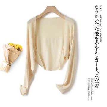 【米蘭精品】現貨+預購針織外套防曬罩衫-亞麻冰絲披肩短款女外套4色74lc13