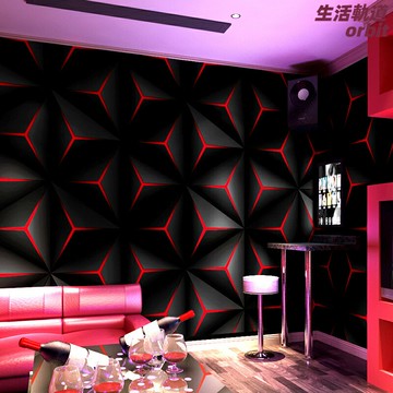 【3D閃光立體】KTV牆紙 背景牆紙 牆布 壁紙 牆貼 裝飾材料 反光格子幾何圖案 主題包廂專用 耐磨易清潔