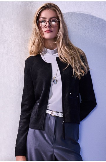 異素材口袋針織外套