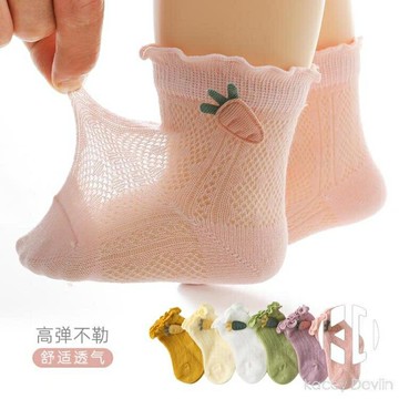 嬰兒襪子夏季薄款寶寶春秋純棉新生幼兒童網眼透氣超萌可愛6-12月【聚物優品】