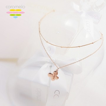 彩糖鑽工坊 925純銀 銀項鍊 蝴蝶項鍊 玫瑰金 雙鍊 桃樂絲 Doris系列