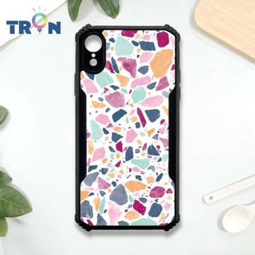 TRON iPhone XR 磨石子花紋-1 四角防摔 機甲殼 軟硬殼 手機殼