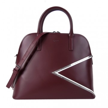 agnes b. 燙金LOGO三角幾何饅頭包(大/酒紅)