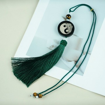 現貨+預購 汽車掛飾車內吊墜-黑檀木鑲銀太極虎汽車內飾74if33【獨家進口】【米蘭精品】