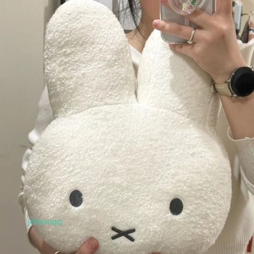 【限時促銷2】米菲兔頭毛絨玩偶生日禮物 Miffy米菲 兔子頭玩偶 可愛玩偶 毛絨抱枕牀上靠墊 沙發靠墊毛絨公仔可愛娃娃