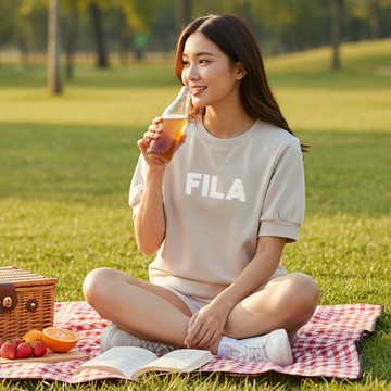 FILA 女短袖莫代爾太空棉T恤-灰卡其 5TEA-1420-KK