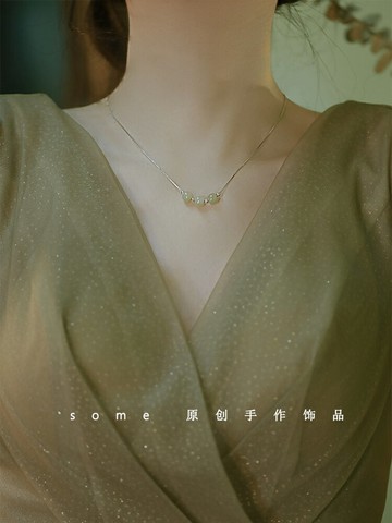 回饋款！天然和田玉項鏈女輕奢小眾925純銀鎖骨鏈不掉色百搭復古