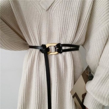 西裝打結腰帶女真皮時尚百搭裝飾配毛衣風衣呢子大衣腰封收腰皮帶