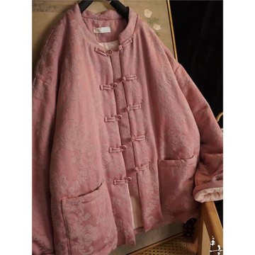 言午葵傳統新疆棉花國風盤扣冬季新款棉衣立領百搭寬松花棉襖