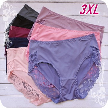 適合XXL或3L 加大柔情素面蕾絲三角褲(建議31~38腰)透氣 大尺碼大碼衣著加大碼加大女生內褲3XL性感內褲3411