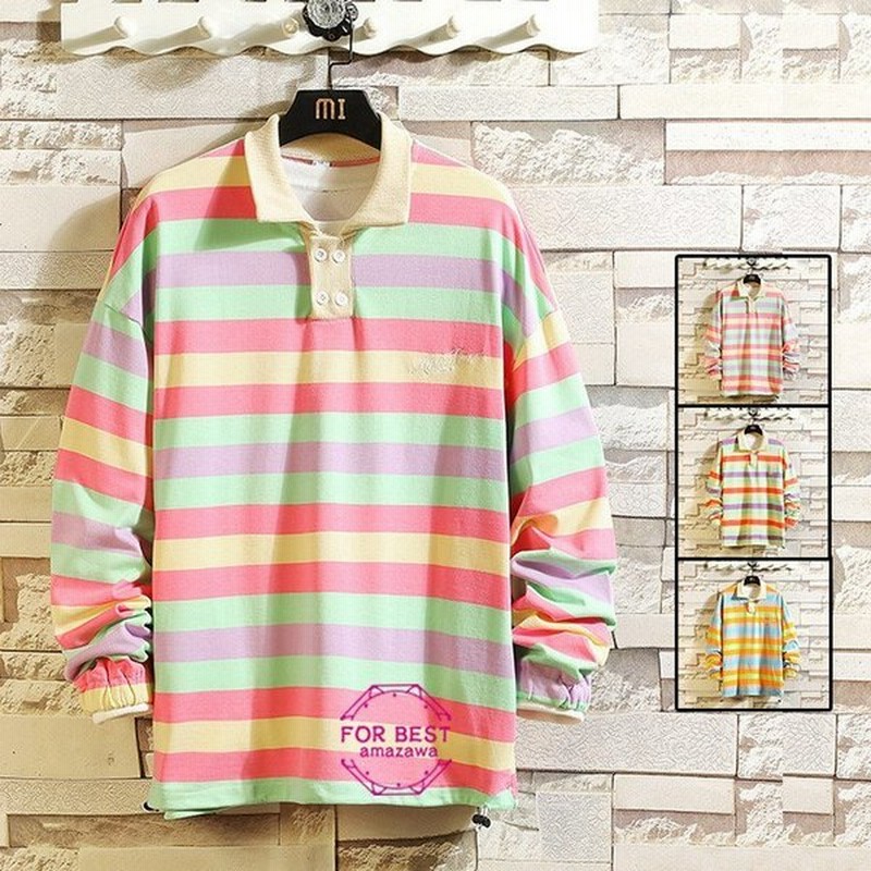 ポロシャツ メンズ ボーダー柄 長袖ポロシャツ ゴルフウェア カジュアル ビッグシルエット 春服 通販 Lineポイント最大get Lineショッピング