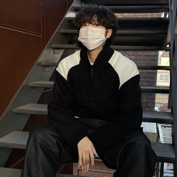 正韓拉鍊羊毛拼接夾克外套 4色  YUPPIE 現貨優惠商品