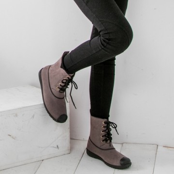 JMS-率性百搭雨天首選綁帶馬丁款雨靴-棕色