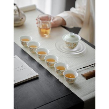 棠頌丨按時喝茶系列 手繪茶具禮盒裝 三生有杏家用蓋碗茶具套裝