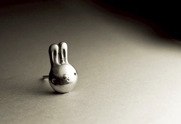 可愛兔子頭造型純銀耳環(單支/一對)