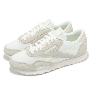 Reebok 休閒鞋 Classic Nylon 女鞋 白 米白 緩衝 低筒 拼接 麂皮 復古 100220923