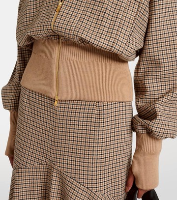 Patou Houndstooth wool-blend flannel bomber jacket