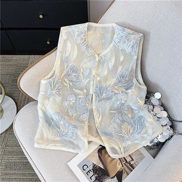 【巴黎精品】現貨+預購 新中式 唐裝上衣中國風馬甲-刺繡坎肩絲質背心女外套2色a1jf53