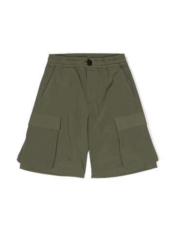 Aspesi Kids - poplin cargo shorts - kids - Elastane/Cotton/Cotton - 14 yrs - Green