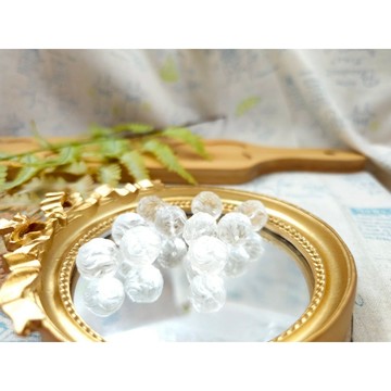 白水晶狐狸仙珠 水晶木頭串珠配件ii56