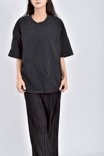 (XL) 中性寬鬆暈染灰色短袖上衣