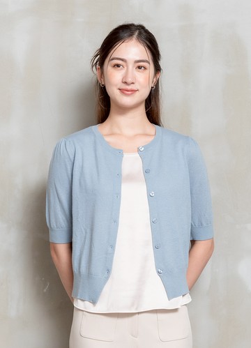 PY by perng yuh Exclusive-悠然柔感五分袖純羊毛針織開襟衫（線上獨家款）