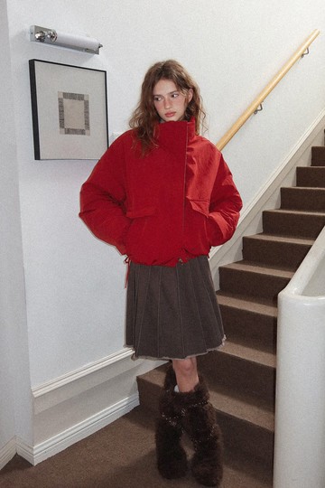 雙面穿 / 復古格紋羽絨服 / 90白鴨絨