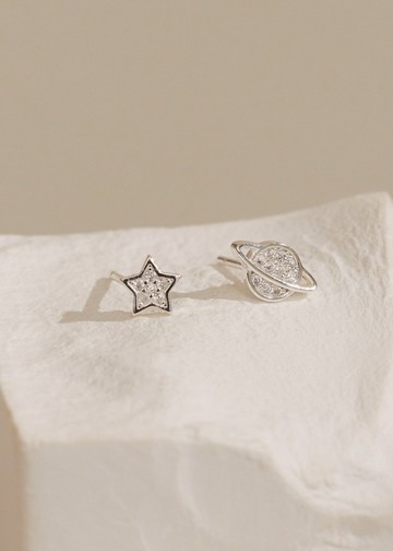 閃耀小行星．純銀耳環