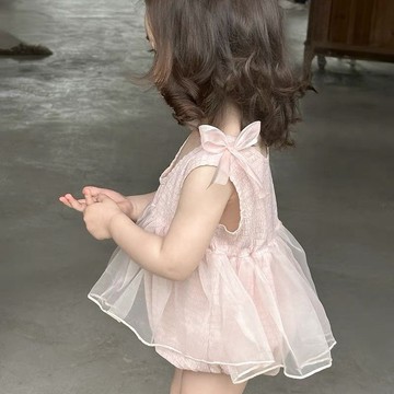 高雄出貨♥嬰兒夏天衣服夏季薄款包屁衣洋氣吊帶哈衣女寶寶夏裝甜美公主爬服