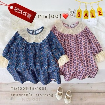 🌈✨mix1001緹花領小標籤煙花印花洋裝✨兒童滿版緹花領洋裝 5-17