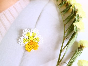 單輪三色堇胸針 B 精緻蕾絲三色堇紫羅蘭色 三色紫羅蘭 三色紫羅蘭 白色白黃色黃可愛