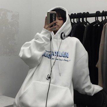 連帽衛衣外套女韓版寬松白色加絨學院風小眾設計感潮時尚百搭秋冬【聚宝屋】