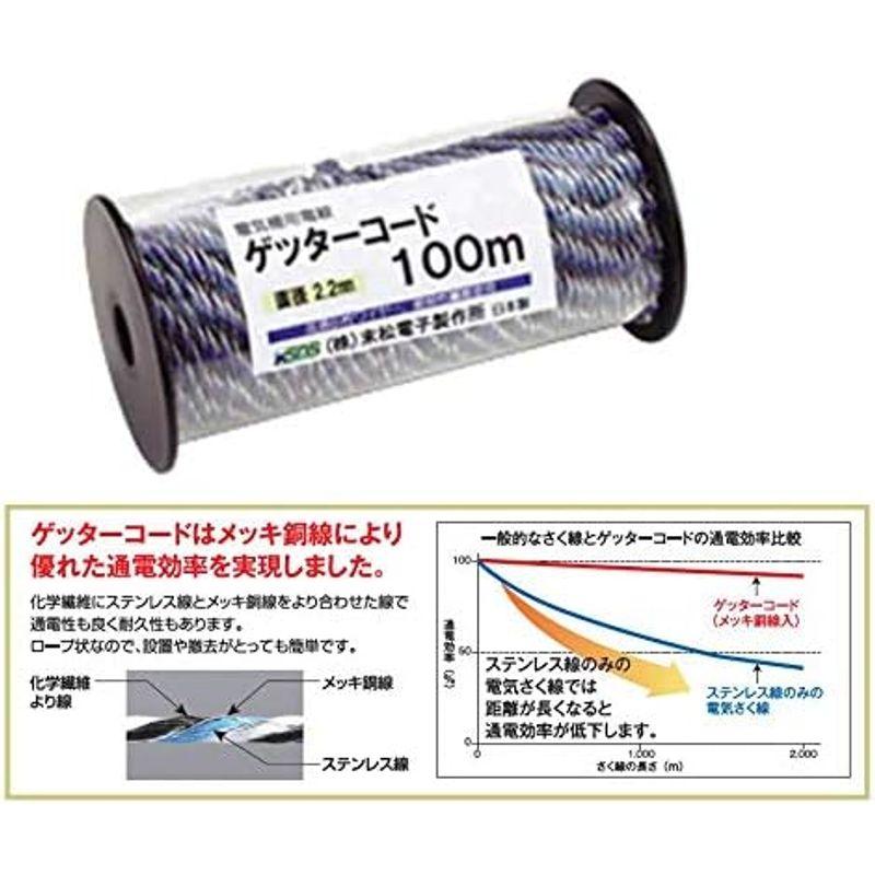 末松電子製作所 電気牧柵器用資材 ゲッターコード 100m