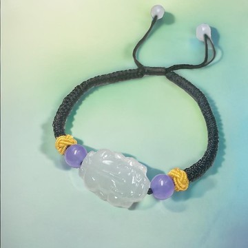 【招財神獸】冰種翡翠貔貅編織手鍊 | 天然緬甸玉翡翠A貨 | 送禮