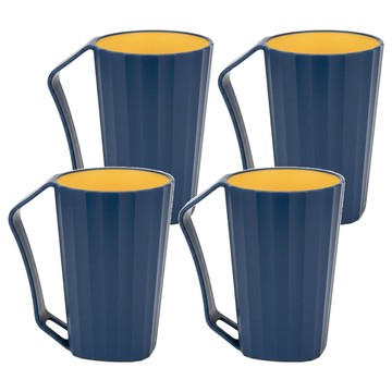 帶手柄雙色漱口杯 附牙刷插槽  深藍色  1組