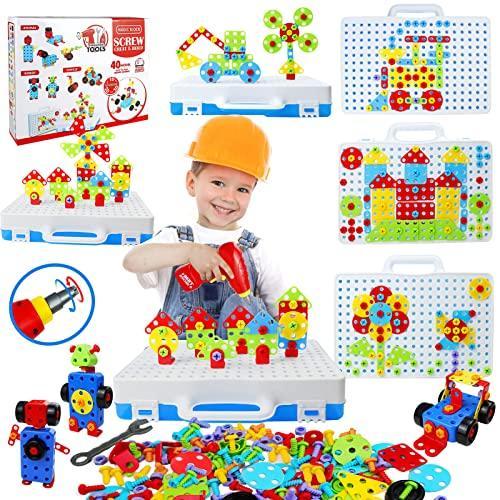 223 Pieces Creative Mosaic Drill Set for Kids, Toy Drill and Screwdriver  Puzzle Kit, STEM Engineering Education Learning Building Block Toys, Game