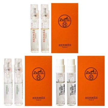 HERMES愛馬仕 紫羅勒/橘采星光/絲巾生薑 淡香精 2ML針管 (同款2入組)