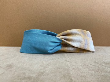 雙拼髮帶 / 曙光 - 湖水藍 / 日本先染布