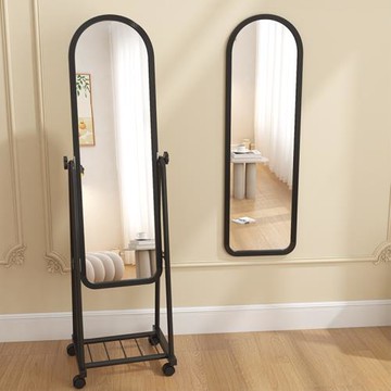 女士家用全身鏡落地鏡輕奢簡約穿衣鏡可移動防爆立體大鏡子試衣鏡