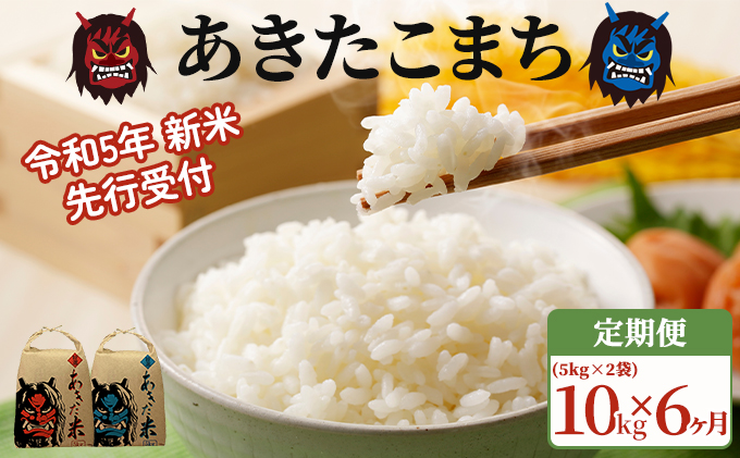 定期便 令和5年産 あきたこまち 精米 10kg（5kg×2袋）6ヶ月連続発送（合計 60kg）秋田県 男鹿市