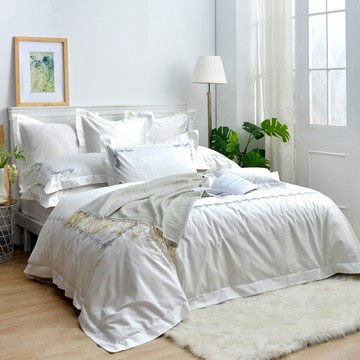 法國CASA BELLE《浪海漫影》雙人匹馬棉刺繡四件式防蹣