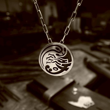 [蝦的生活]吊墜項鍊/日本花紋覆蓋銀雜誌刊物