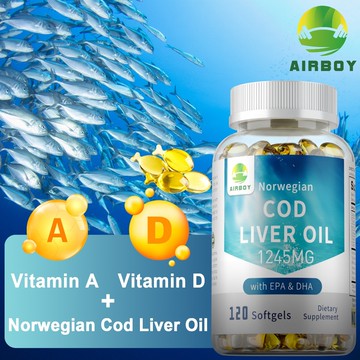 AIRBOY 挪威鱈魚肝油🐟，含EPA和DHA⚡ - 60/120粒膠囊 美國製造